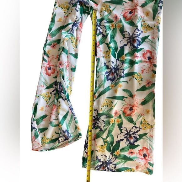 Sweet Pea floral wide leg pants high waist fully lined sz L loose fit - Picture 6 of 7